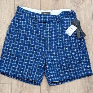 $1250 Mens AMIRI Stripe Boucle Tweed Shorts Navy 52 US 36
